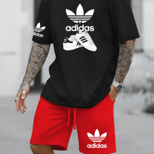 Conjunto Bermuda Adidas Shoes Rojo con Negro