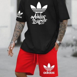 Conjunto Bermuda Adidas Originals Rojo con Negro