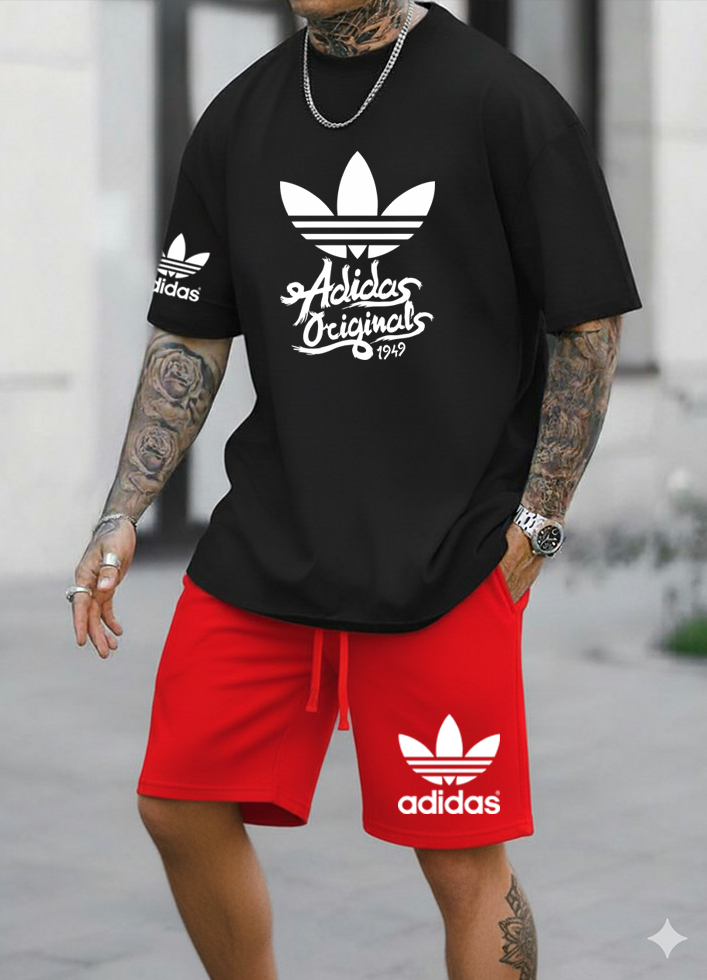 Conjunto Bermuda Adidas Originals Rojo con Negro