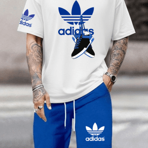 Conjunto Bermuda Adidas Azul con Blanco