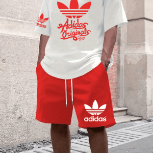 Conjunto Bermuda Adidas Originals Rojo con Blanco