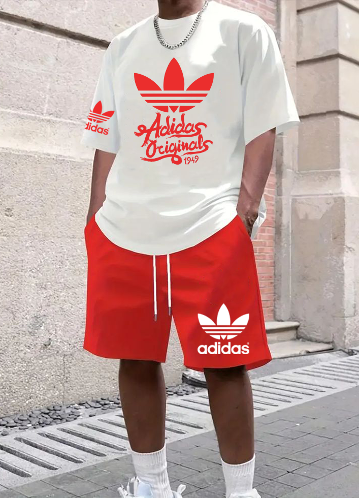 Conjunto Bermuda Adidas Originals Rojo con Blanco