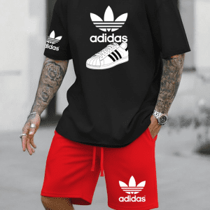Conjunto Bermuda Adidas Shoe Rojo con Negro