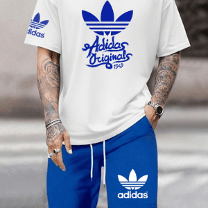 Conjunto Bermuda Adidas Originals Azul con Blanco