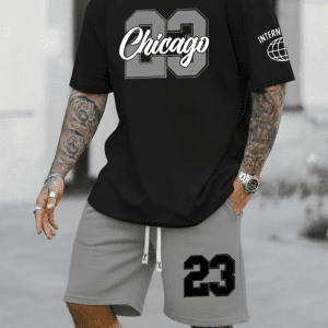 Conjunto Bermuda Chicago 23 Gris con Negro