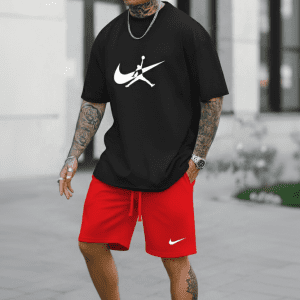 Conjunto Bermuda Nike Rojo con Negro