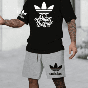 Conjunto Bermuda Adidas Originals Gris con Negro