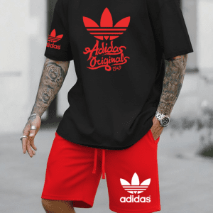 Conjunto Bermuda Adidas Originals Rojo con Negro