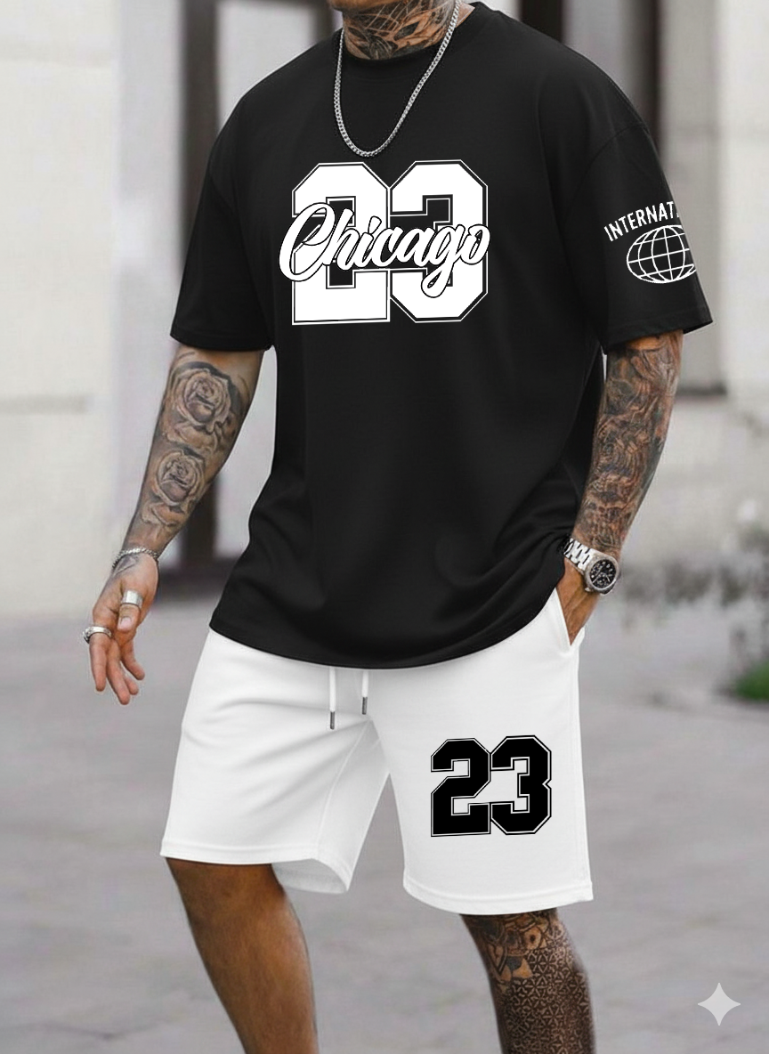 Conjunto Bermuda Chicago 23 Blanco con Negro