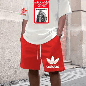 Conjunto Bermuda Adidas Kong Rojo con Blanco