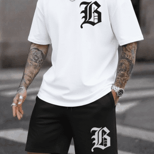 Conjunto Bermuda B Negro con Blanco